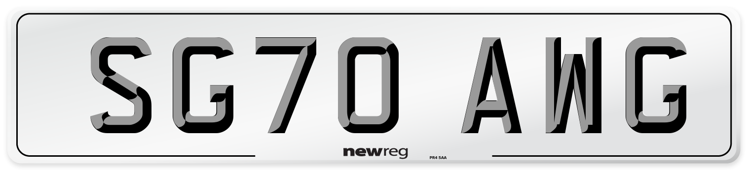 SG70 AWG Number Plate from New Reg